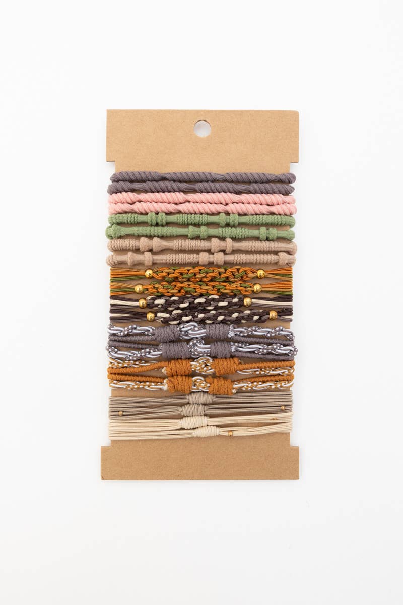 Retro Bohemian Stackable Hair Tie Bracelet Set ☮️: Multi-Colored