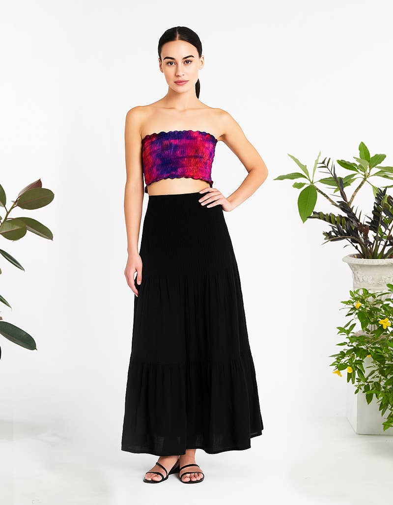 Maxi Skirts: Navy / Free Size
