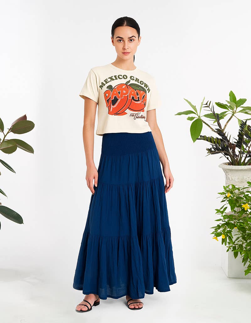 Maxi Skirts: Mustard / Free Size