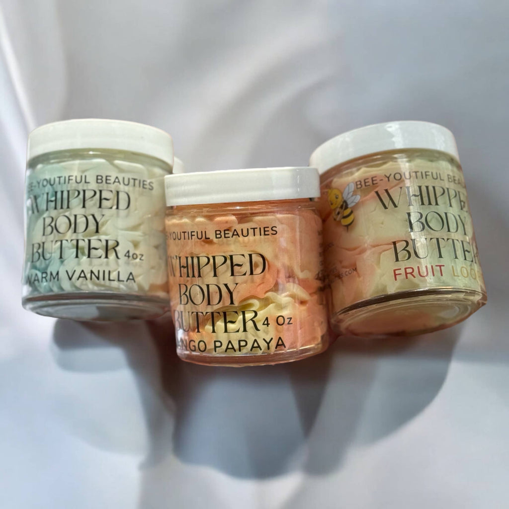 WHIPPED BEESWAX BODY BUTTER | TRIPLE BUTTER BLEND + BEESWAX: Mango Peach / 2 Oz Glass Jar