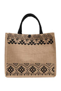 Assorted Boho Tribal Print Burlap Box Tote Beach Bag
