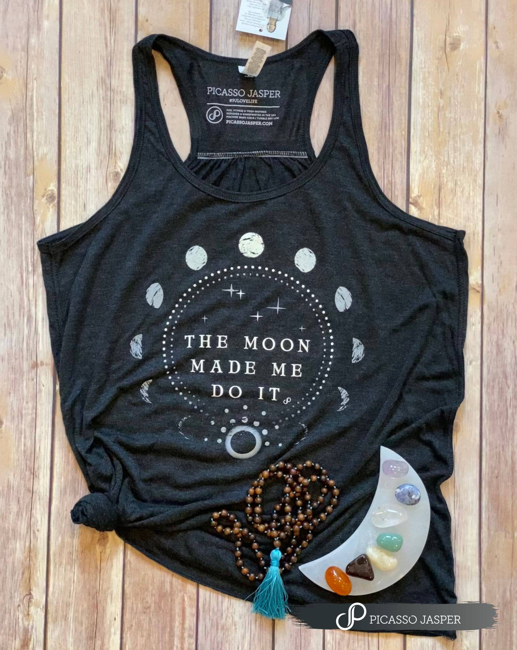 The Moon Made Me Do It, Vintage Gray, Flowy Tank
