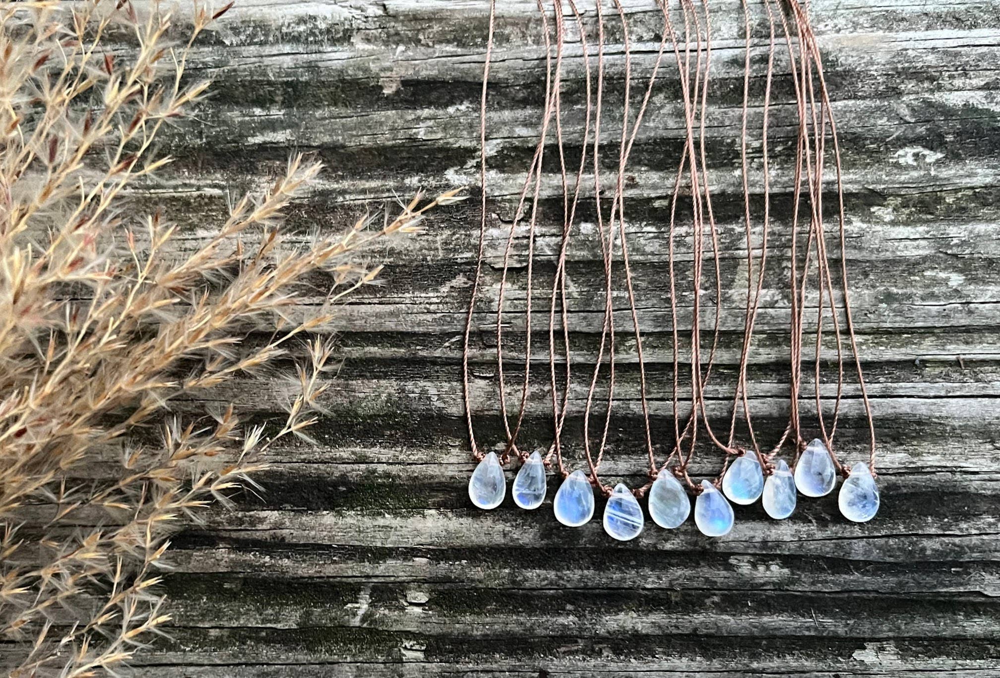 Moonstone Smooth Small Teardrop Necklace: 18"