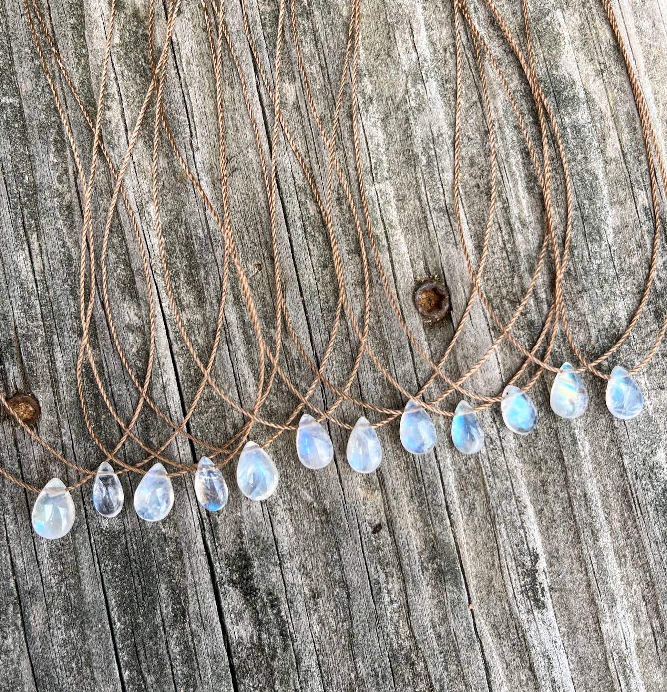 Moonstone Smooth Small Teardrop Necklace: 18"