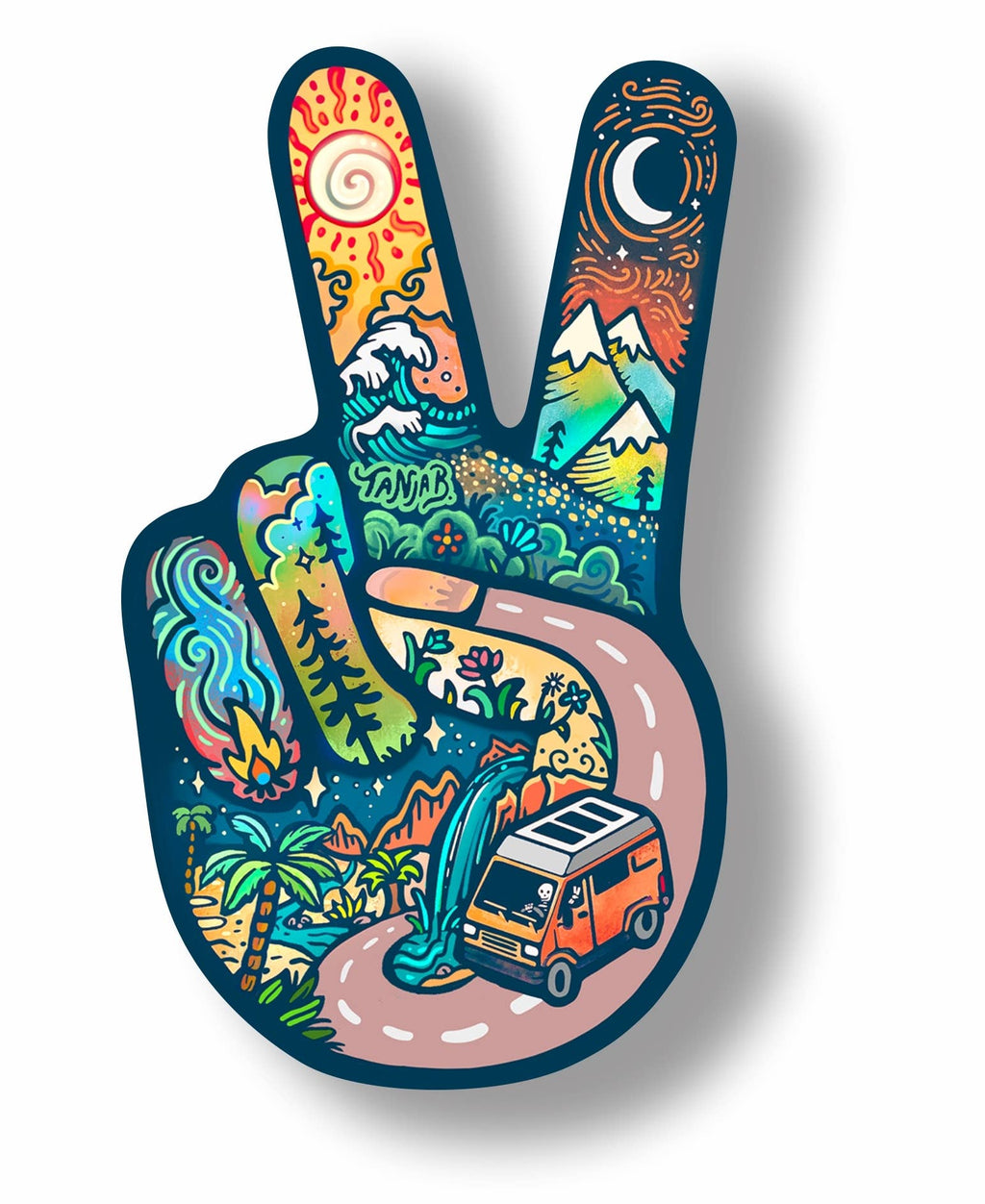 Peace Hand Sticker - dishwasher safe hippie love sticker