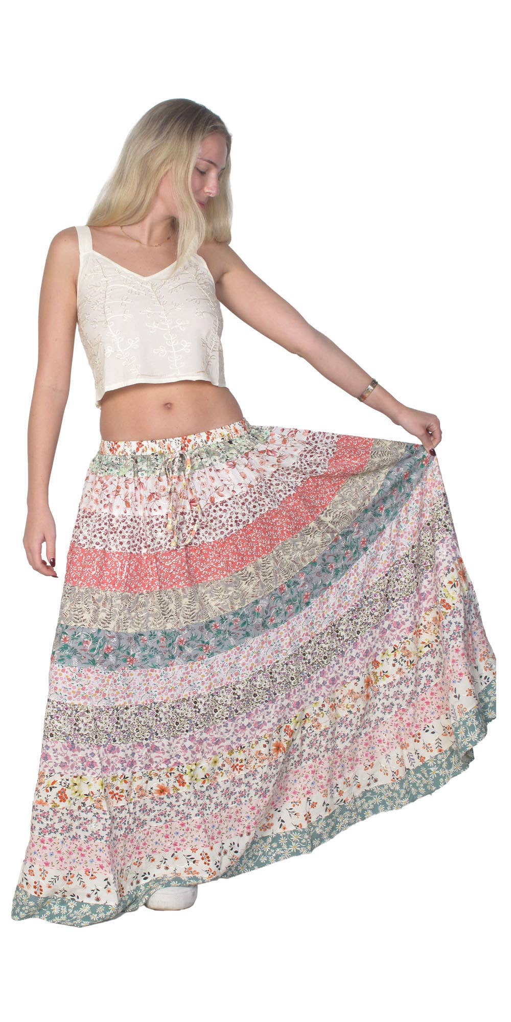 Tiered Panel Skirt: Ivory