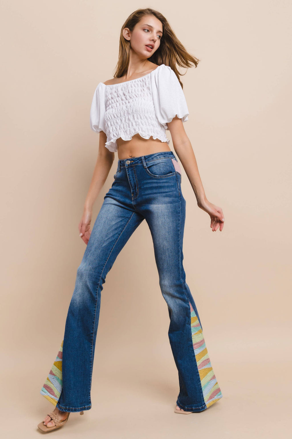 SUNRISE EMBROIDERY BELLBOTTOM JEAN