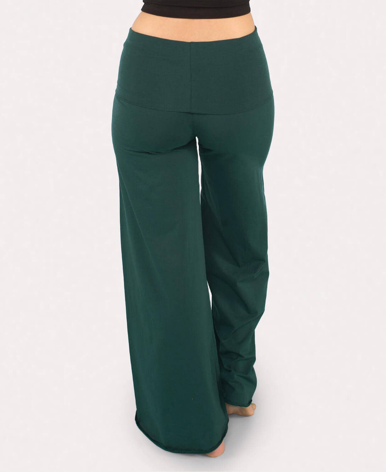 Organic Roll-Top Flowy Pants - Dark Teal