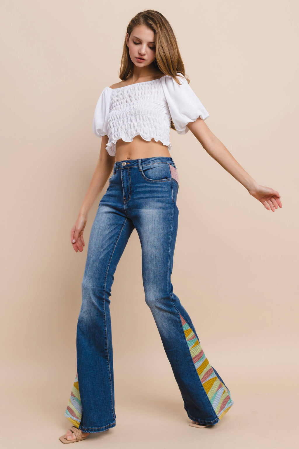 SUNRISE EMBROIDERY BELLBOTTOM JEAN