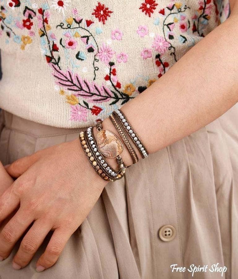Earthy Jasper Bead Wrap Bracelet