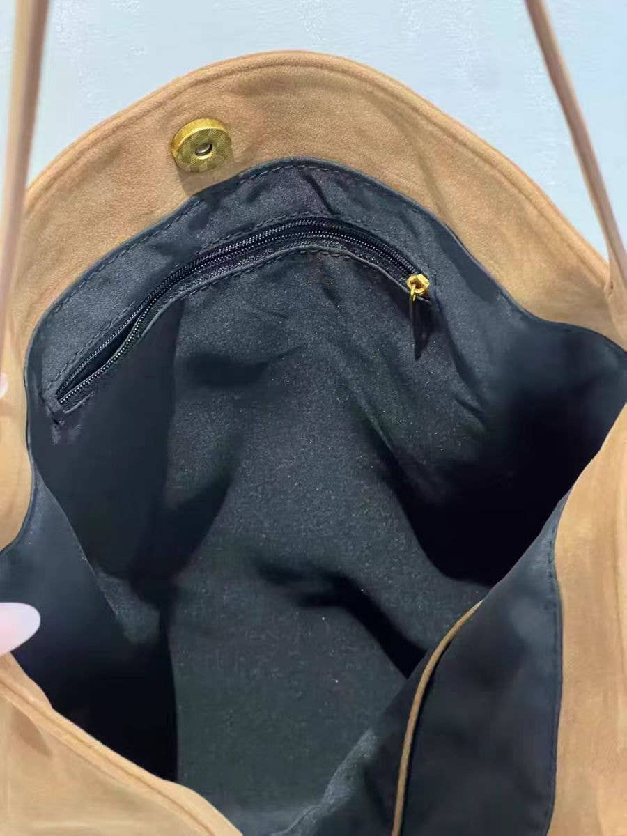 Boho Embroidered Large Capacity Shoulder Bag: Brown