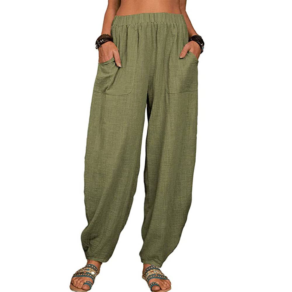 Women’s Casual Loose Cotton Pants with Pockets