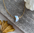 Moonstone Small Crescent Necklace: 16 inches