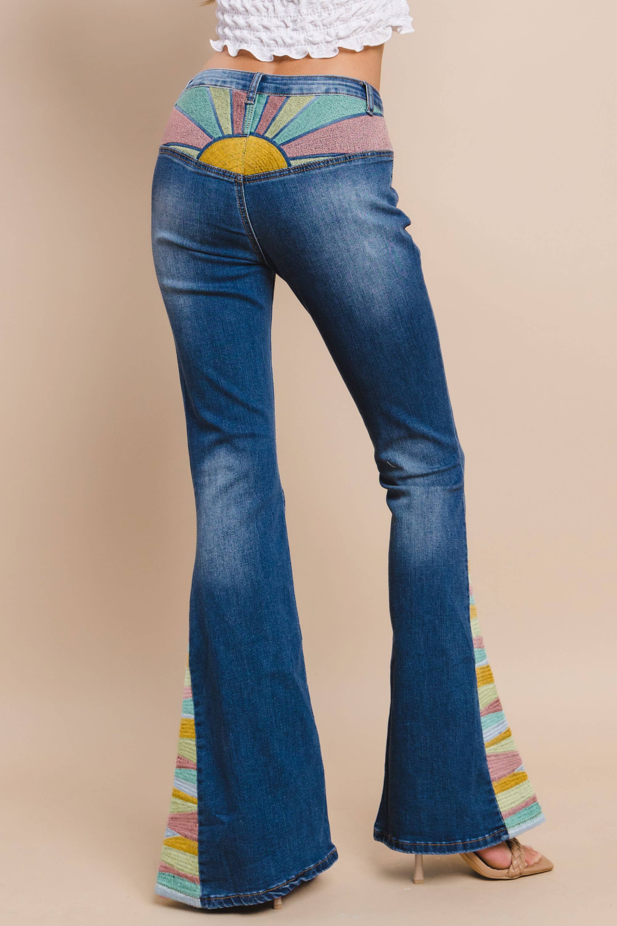 SUNRISE EMBROIDERY BELLBOTTOM JEAN