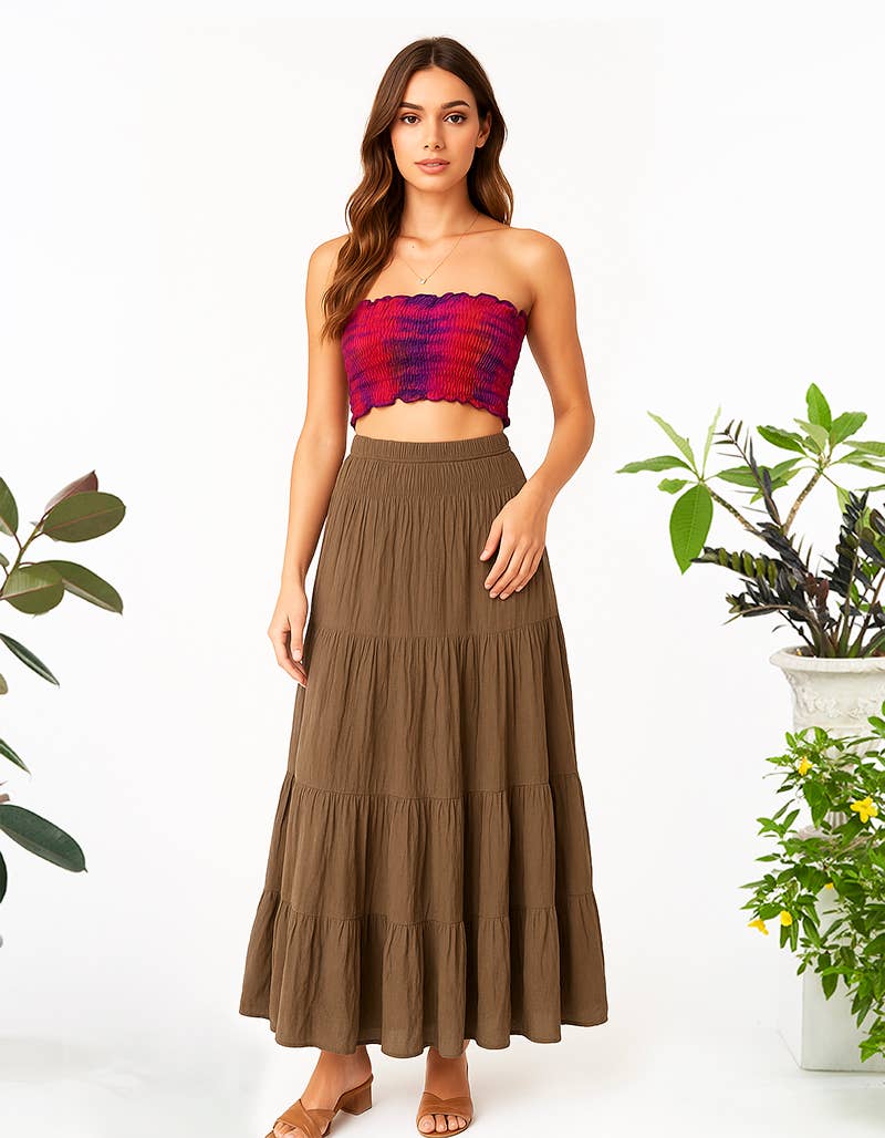 Maxi Skirts: Mustard / Free Size
