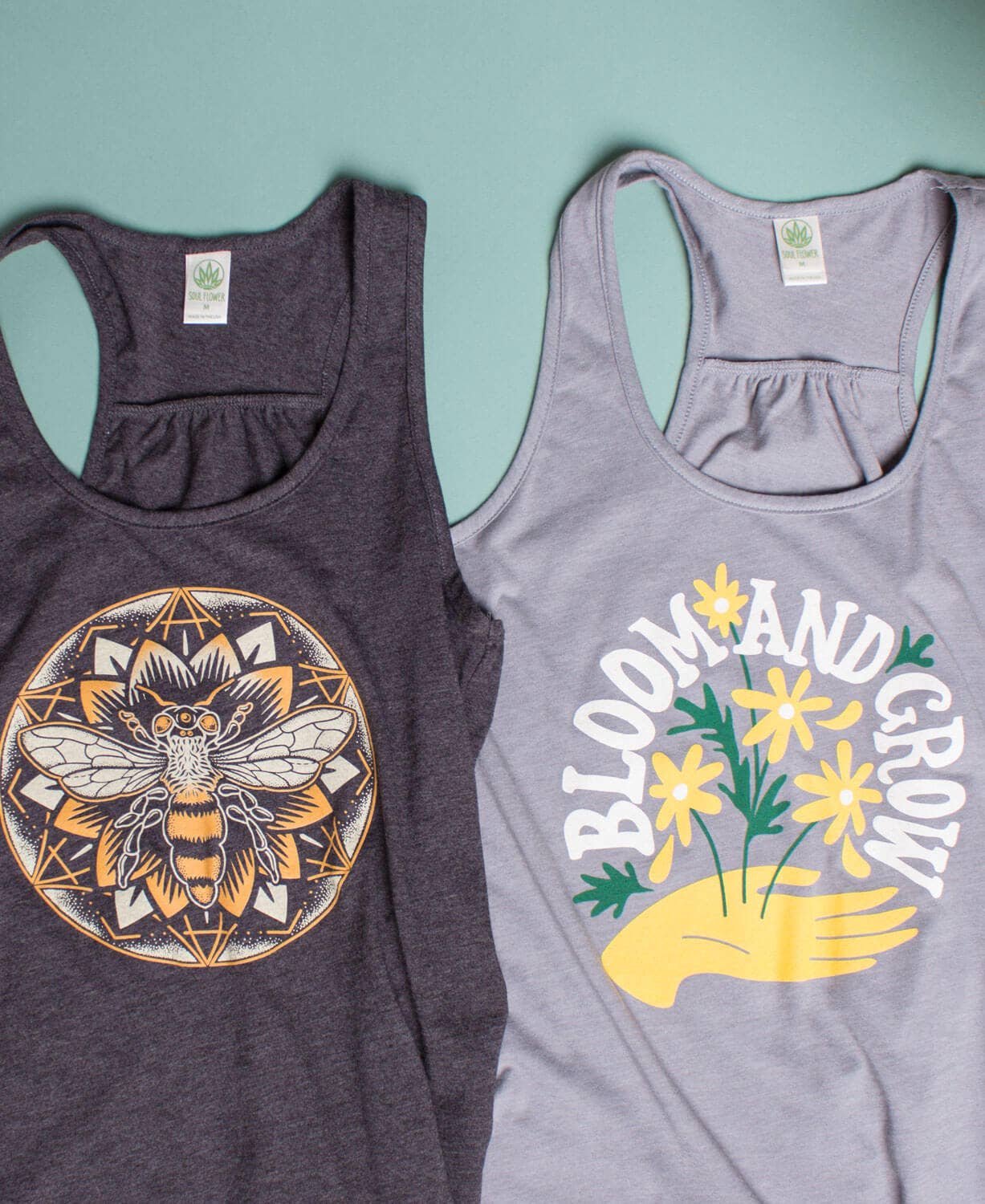 Bee Mandala Recycled Racerback Tank: LG