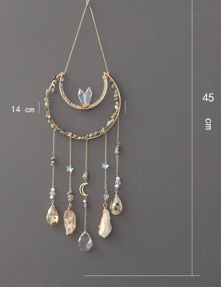 Stone Wrapped Moon Crystal Suncatcher: Moon