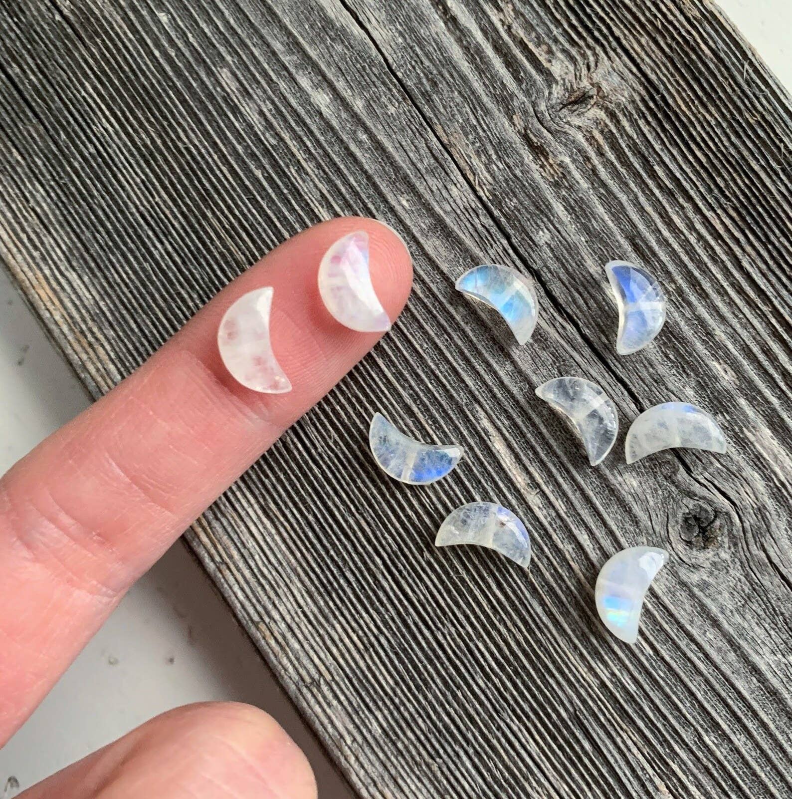 Moonstone Small Crescent Necklace: 16 inches
