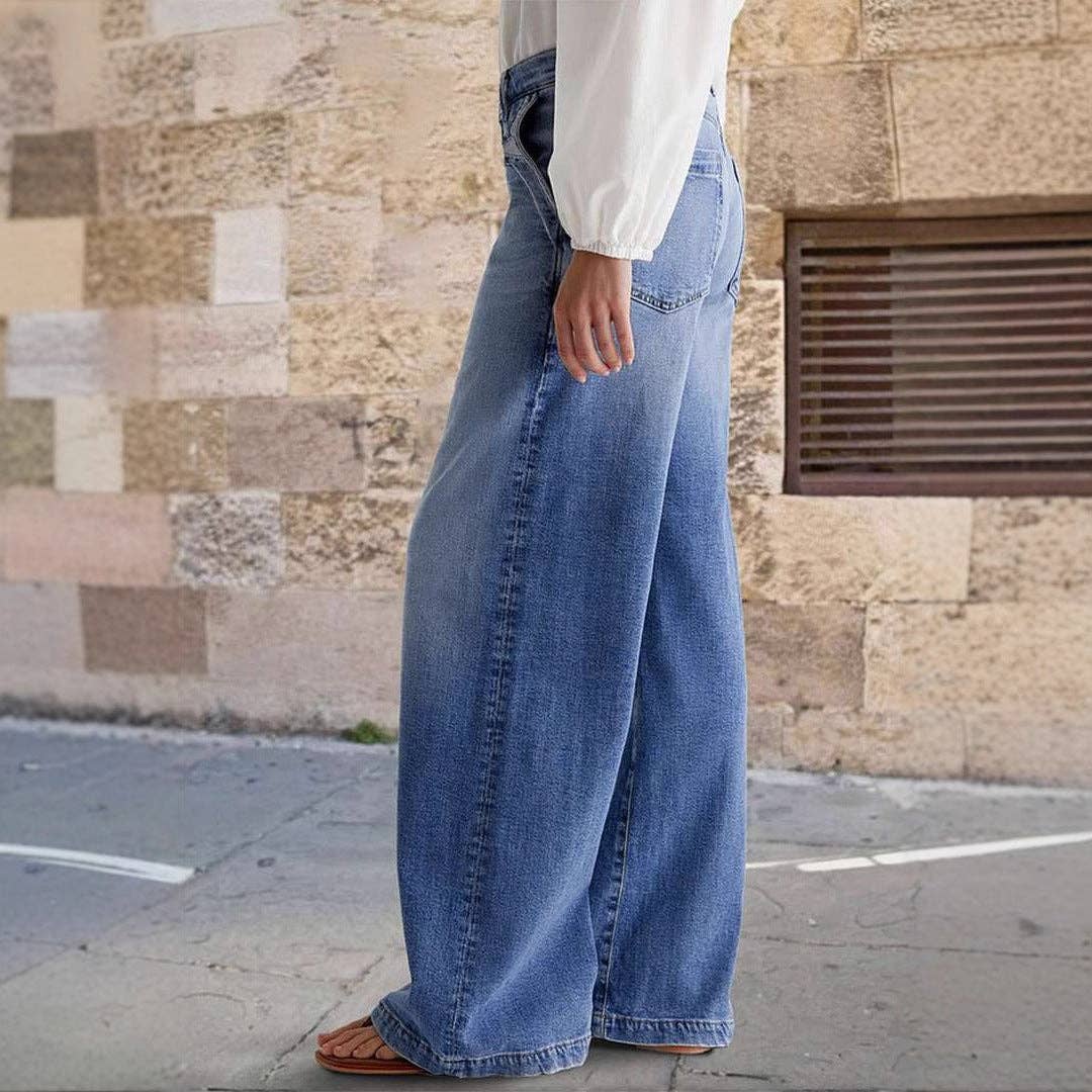Vintage Washed Straight Leg Simple Jeans