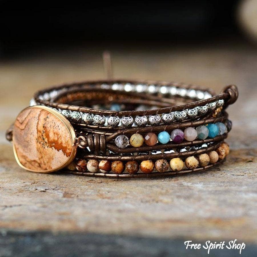 Earthy Jasper Bead Wrap Bracelet