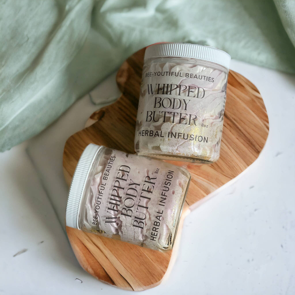 WHIPPED BEESWAX BODY BUTTER | TRIPLE BUTTER BLEND + BEESWAX: Mango Peach / 2 Oz Glass Jar