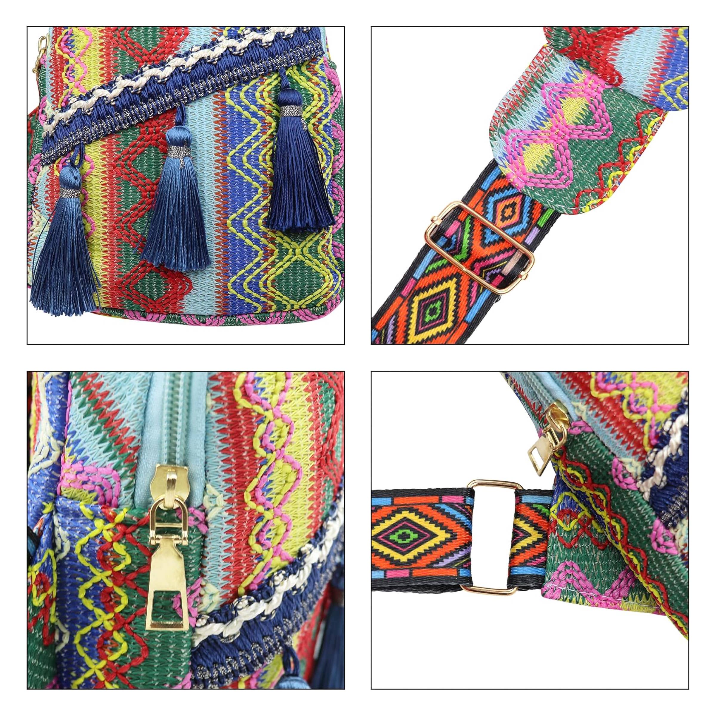 Boho Navajo Baja Tribal Woven Tassel Sling Bag - Assorted