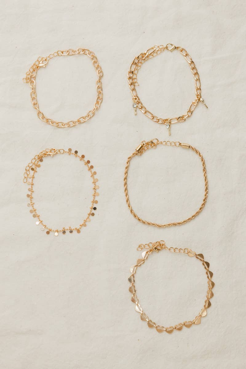 Mix & Match Dainty Gold Anklet/Bracelet Set: Yellow Gold