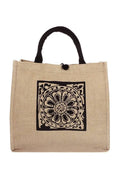 Boho Tribal Print Burlap Box Tote Beach Bag