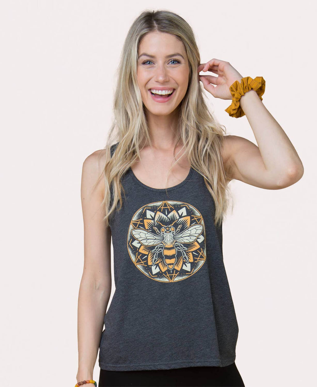 Bee Mandala Recycled Racerback Tank: LG