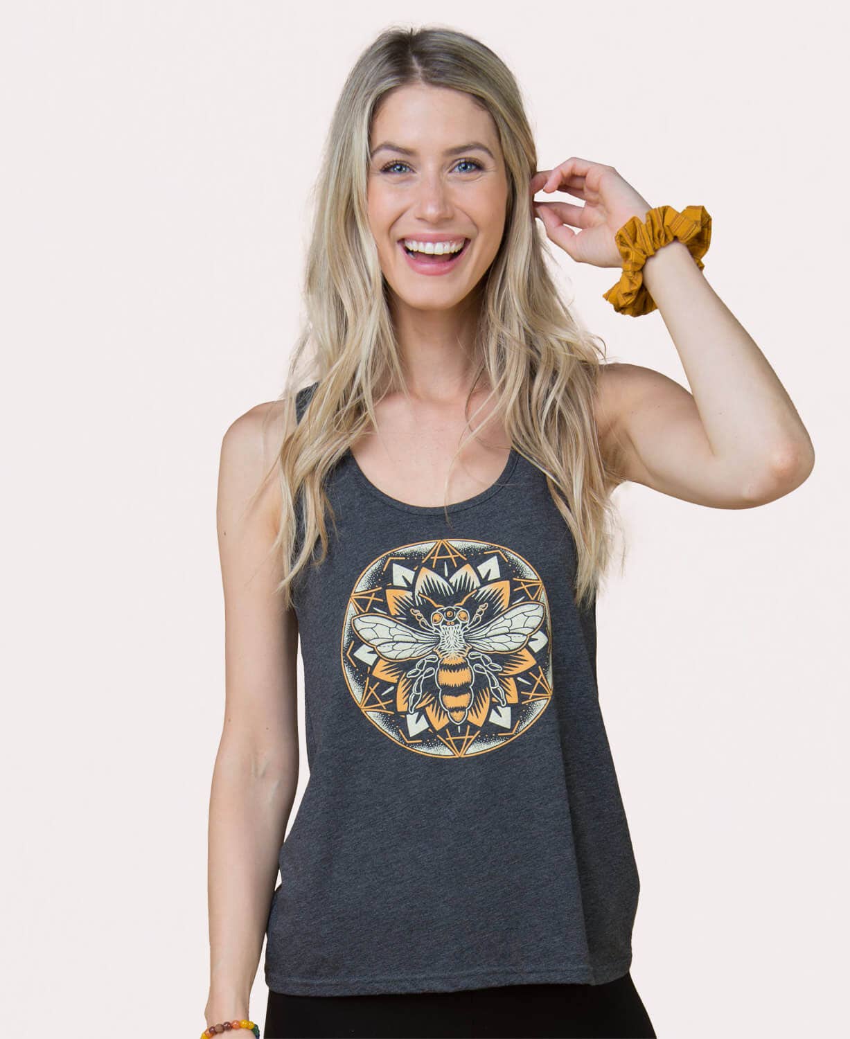 Bee Mandala Recycled Racerback Tank: LG
