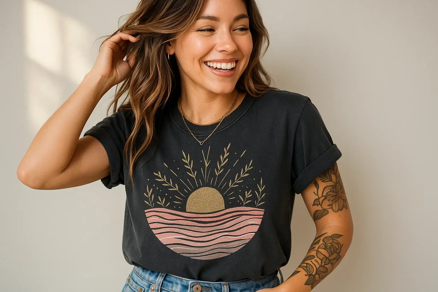 Sunset Wave Design T-Shirt