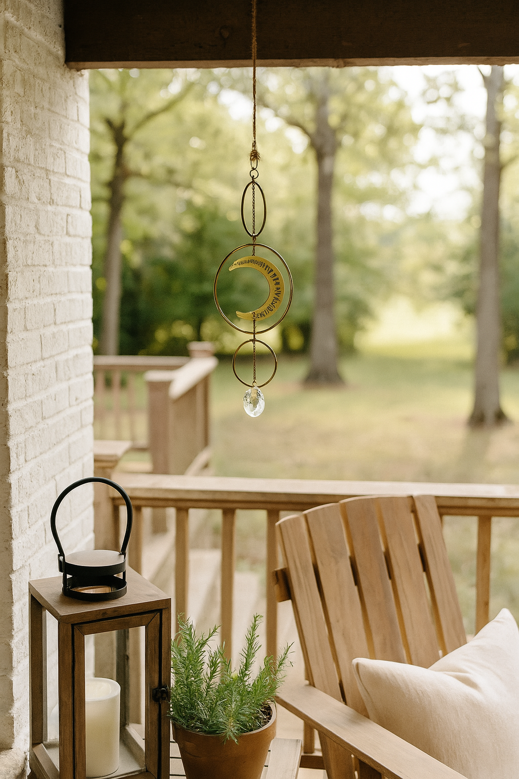 Surya Crescent Moon Brass Suncatcher