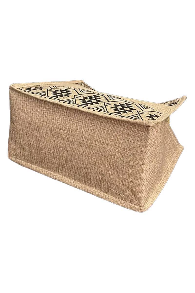Assorted Boho Tribal Print Burlap Box Tote Beach Bag