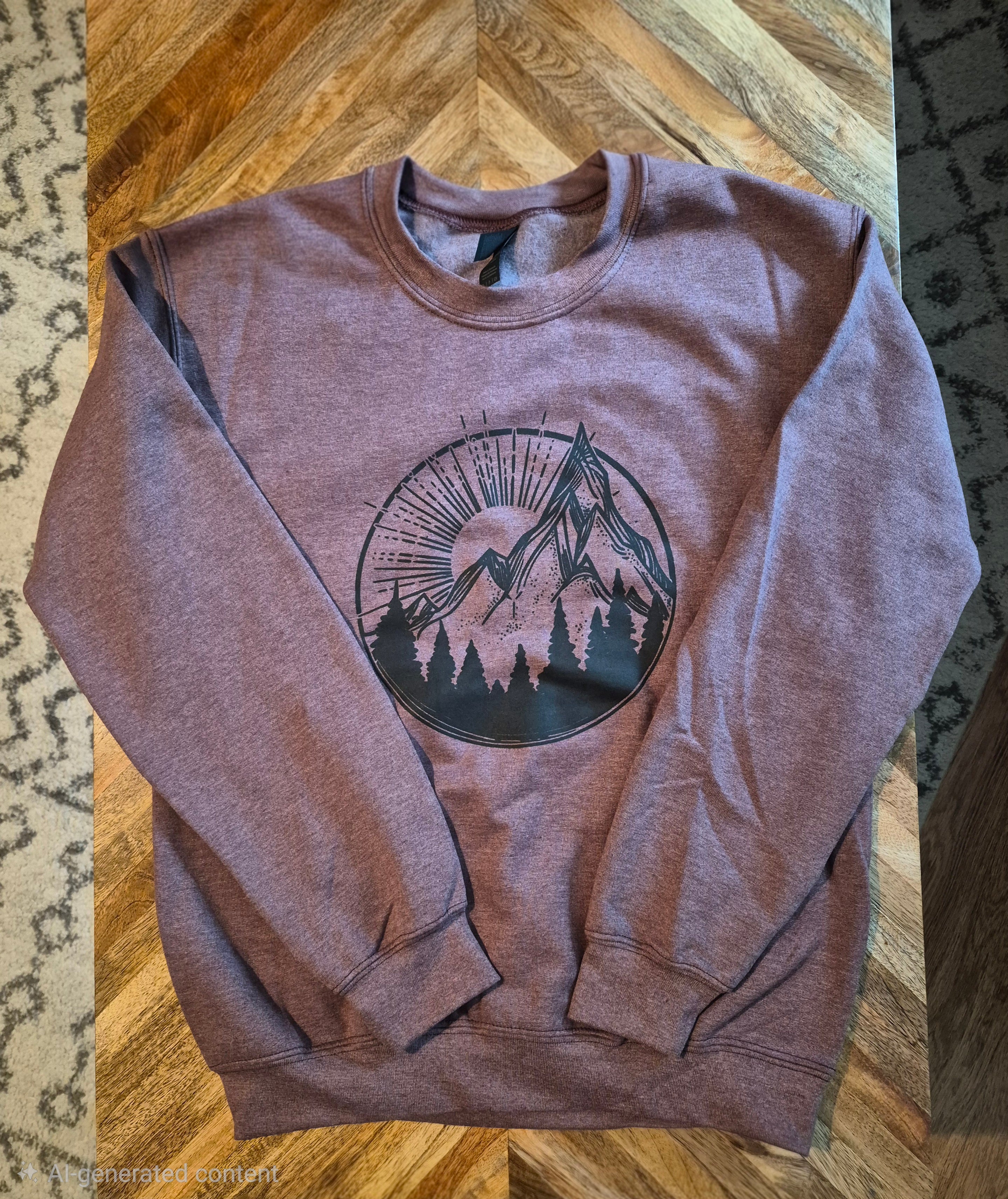 Mountain Sun Crewneck Sweatshirt: Heather Maroon